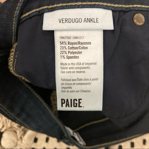 Paige Verdugo Ankle Jeans Gently Used Size 26 - Picture 5 of 5